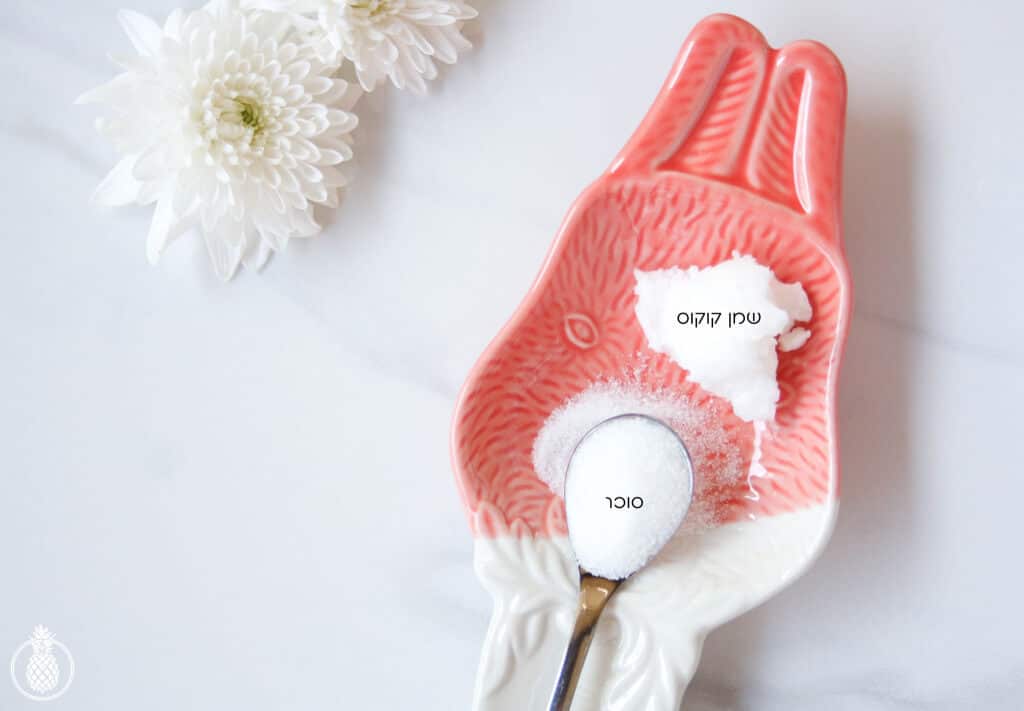 2 Ingredient Dry Lip Scrub all natural - coconut oil and sugar -- פילינג לשפתיים יבשות בחורף מ- 2 מרכיבים בלבד