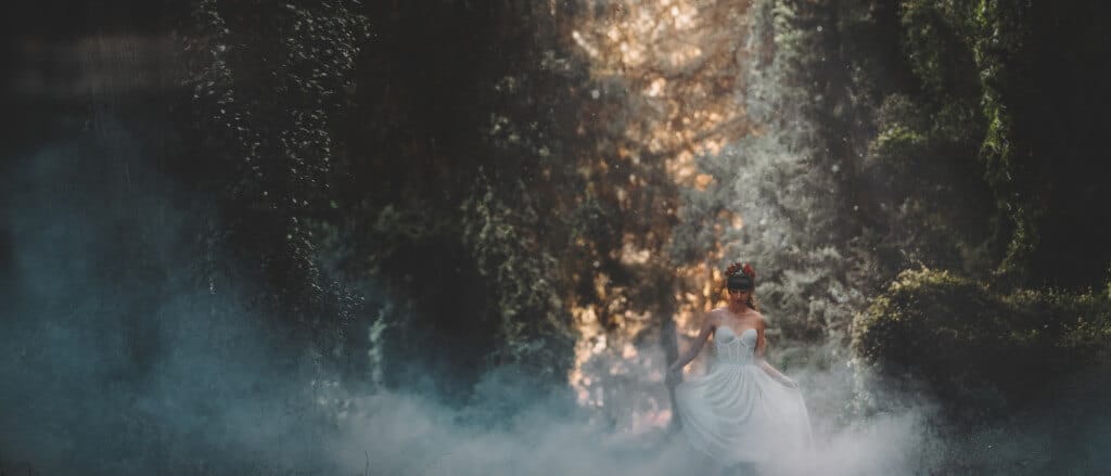 fairytale wedding - fairies and sparks - wedding dress, flower crowns, make up