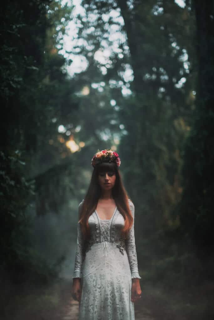 fairytale wedding - fairies and sparks - wedding dress, flower crowns, make up