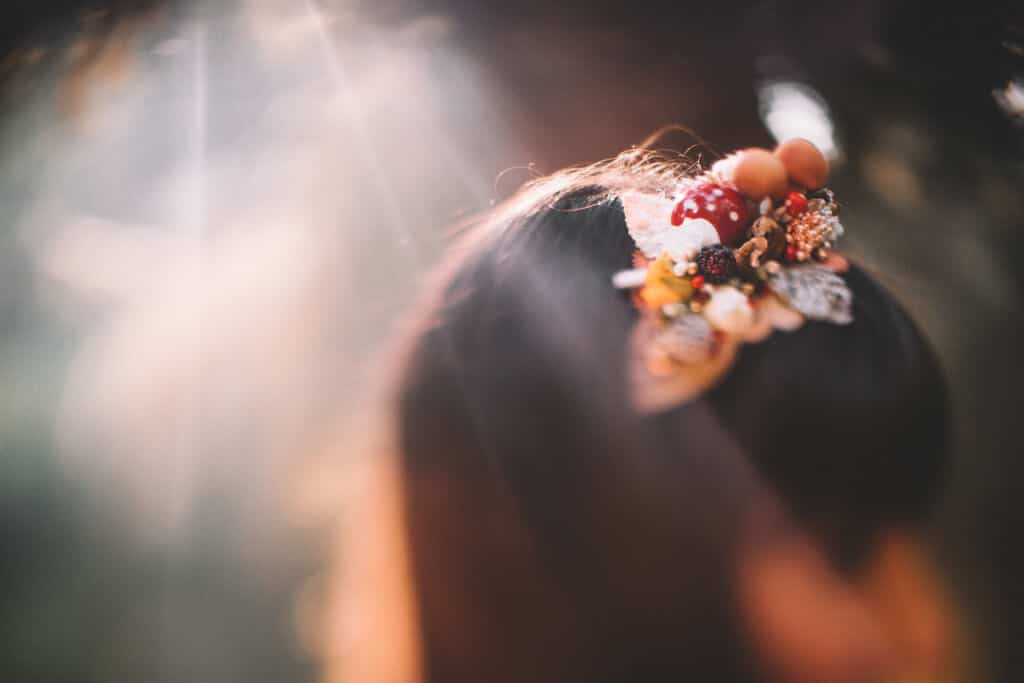 fairytale wedding - fairies and sparks - wedding dress, flower crowns, make up